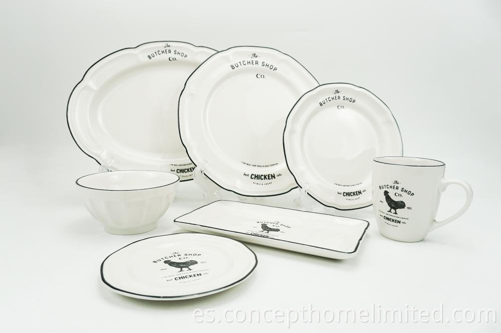 Embossed Porcelain Dinner Set With Decal Ch22067 01 1